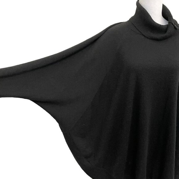 Talbots Lambswool Blend Dolman Sleeve Relaxed Turtleneck Sweater Black size S/M - Picture 4 of 7